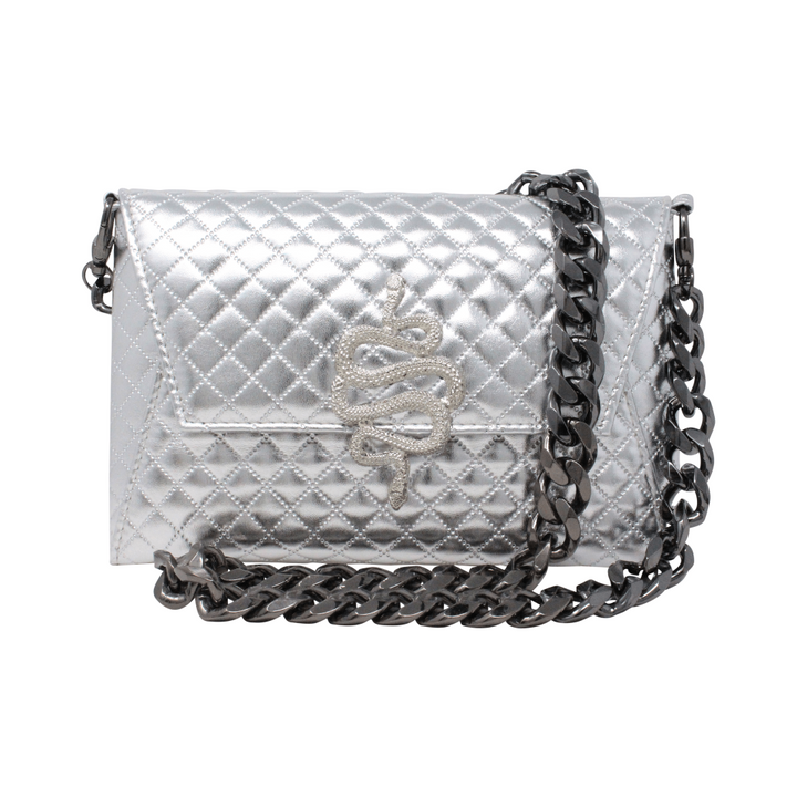 Natasha Metallic Rhombus Silver Snake - LAURA CANTU JEWELRY
