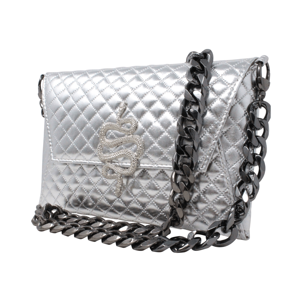 Natasha Metallic Rhombus Silver Snake - LAURA CANTU JEWELRY