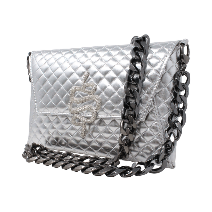 Natasha Metallic Rhombus Silver Snake - LAURA CANTU JEWELRY