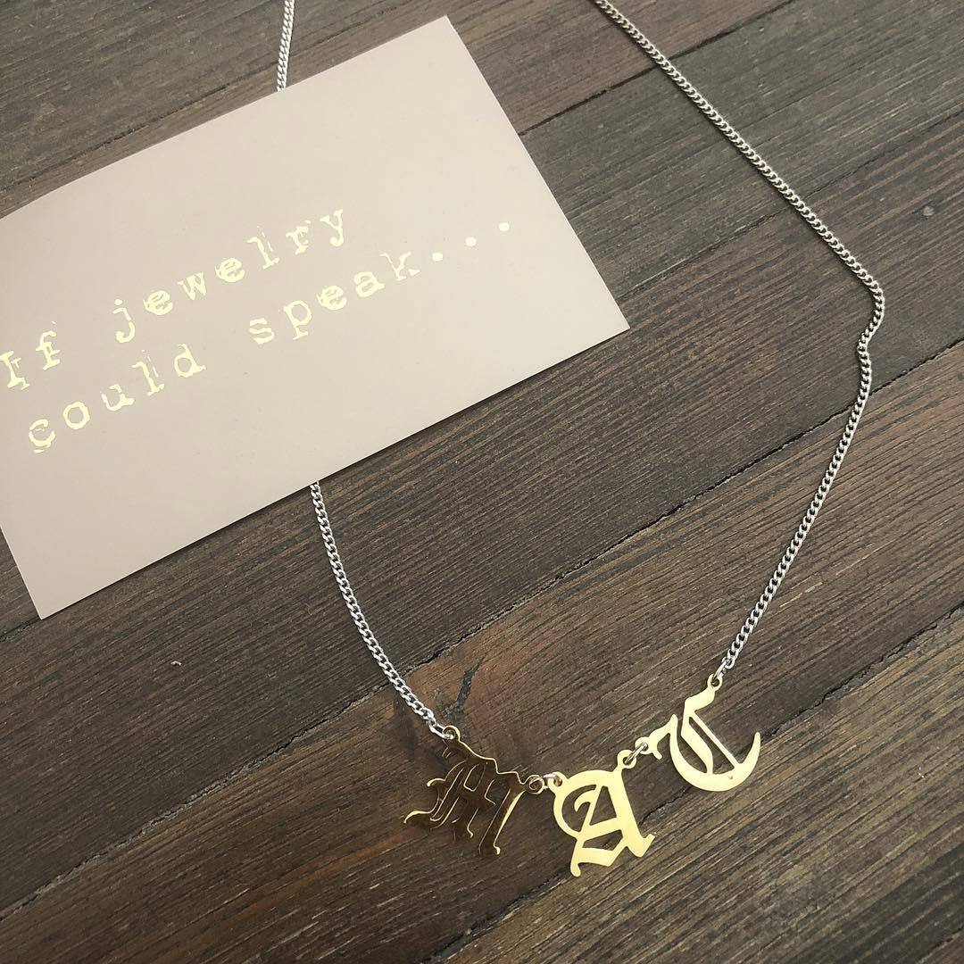 Personalized Gothic letter necklace - LAURA CANTU JEWELRY US