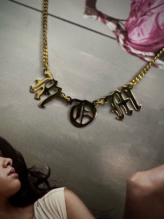 Personalized Gothic Mom Letter Necklace - LAURA CANTU JEWELRY