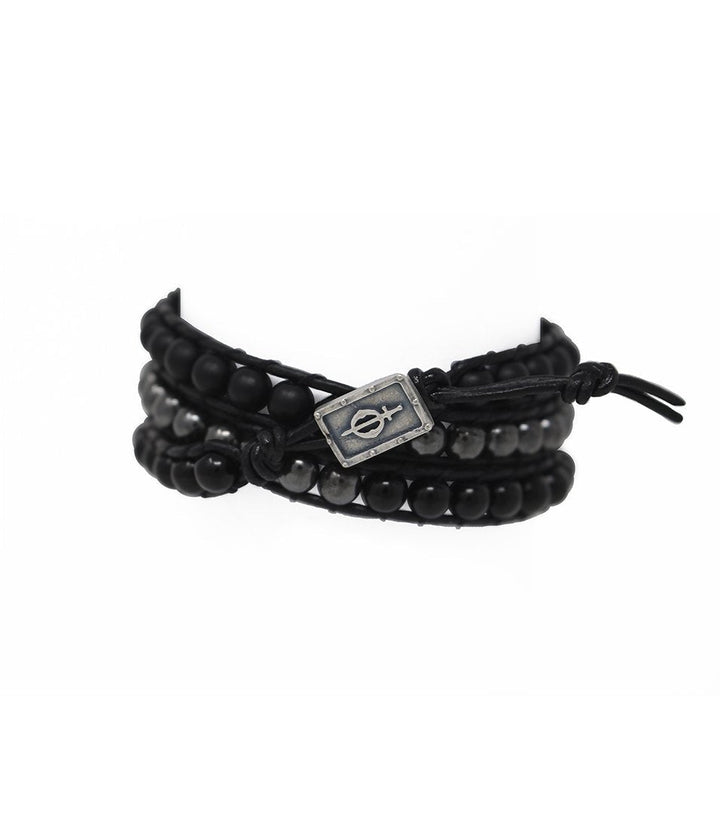 SantOsaint Wraparound Leather And Beads Bracelet - LAURA CANTU JEWELRY US
