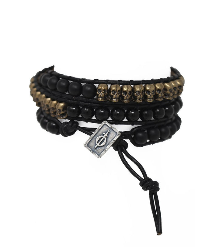 SantOsaint wraparound onyx and skulls bracelet - Laura Cantu Jewelry - Mx