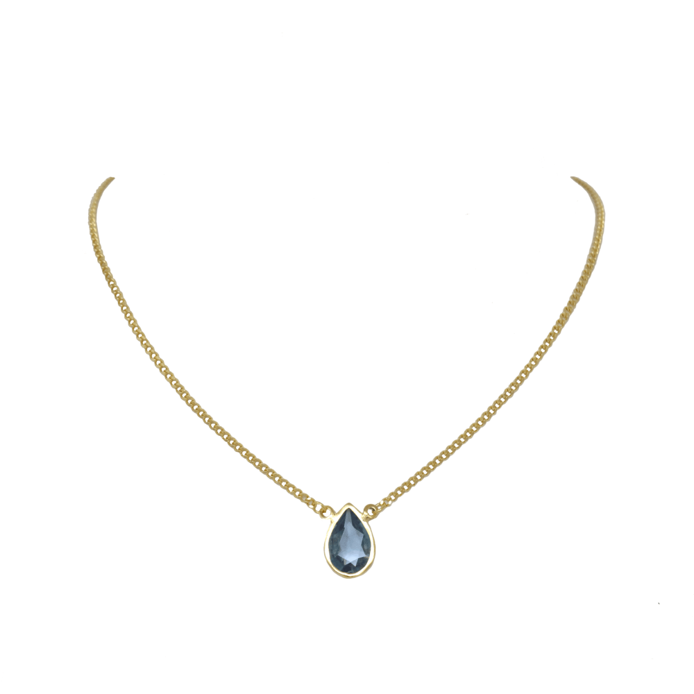 Small Crystal Gold Teardrop Necklace - LAURA CANTU JEWELRY