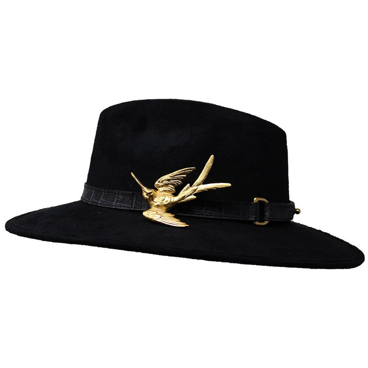 Suede Hat with Hummingbird Buckle - LAURA CANTU JEWELRY US