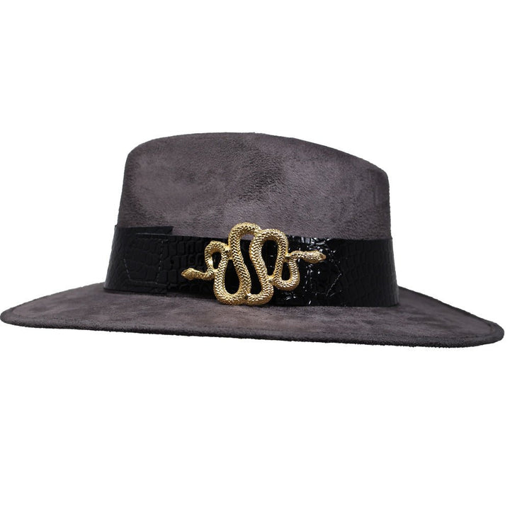 Suede Hat with Snake Buckle - LAURA CANTU JEWELRY
