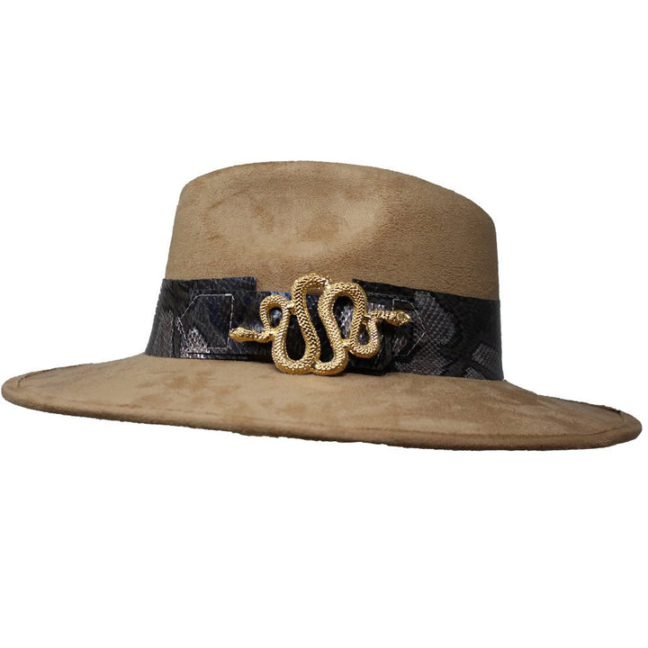Suede Hat with Snake Buckle - LAURA CANTU JEWELRY