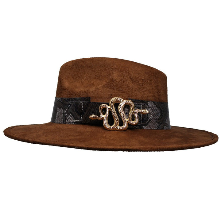 Suede Hat with Snake Buckle - LAURA CANTU JEWELRY