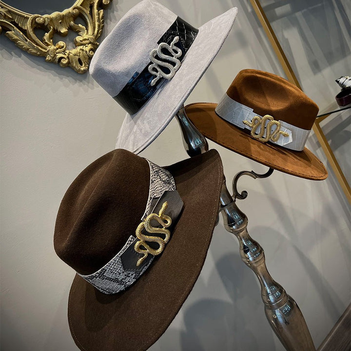 Suede Hat with Snake Buckle - LAURA CANTU JEWELRY